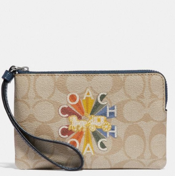 Coach Radial Rainbow Corner Zip Wristlet Wallet